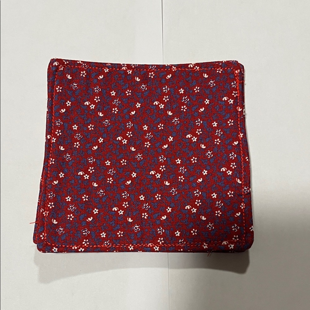 Set of (4) Red Floral Drink coasters